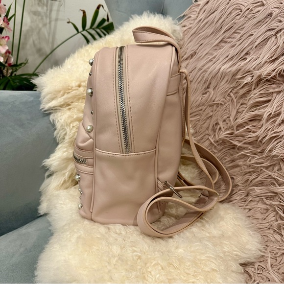 Design Lab blush/rose faux leather mini backpack with pearls & stud detail - Picture 2 of 6